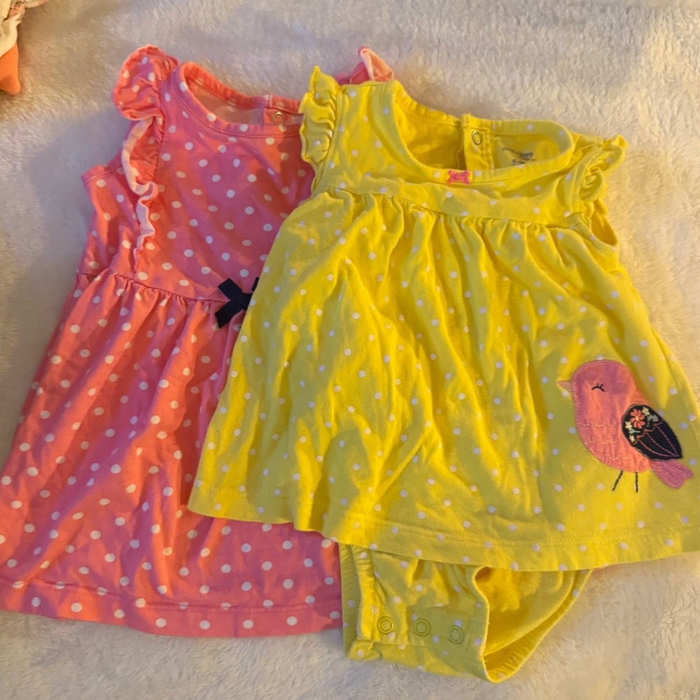 Simple Joys Yellow and pink Dress with White Dots